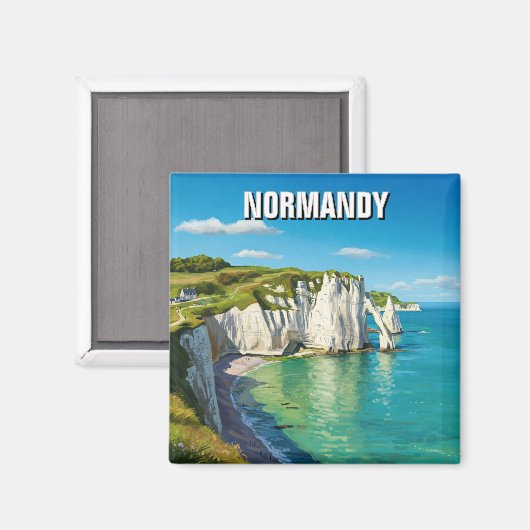 Normandy France Étretat Cliffs Magnet (Vorderseite/Rückseite)