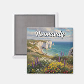 Normandy France Étretat Cliffs Wildblumen Magnet (Vorderseite/Rückseite)