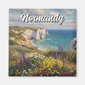 Normandy France Étretat Cliffs Wildblumen Magnet (Vorne)
