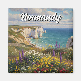 Normandy France Étretat Cliffs Wildblumen Magnet