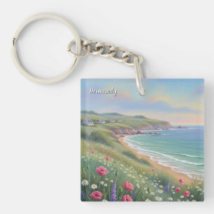 Normandy France Étretat Cliffs Wildblumen Schlüsselanhänger