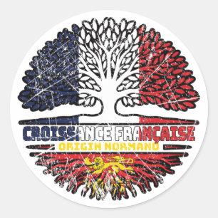 Normandy Norman Flag France Tree Roots Runder Aufkleber