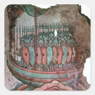 Normannische Soldaten überqueren den englischen Ka Quadratischer Aufkleber