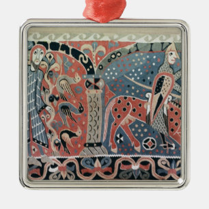 Normannischer Kavalier auf einem Piebaldpferd Silbernes Ornament