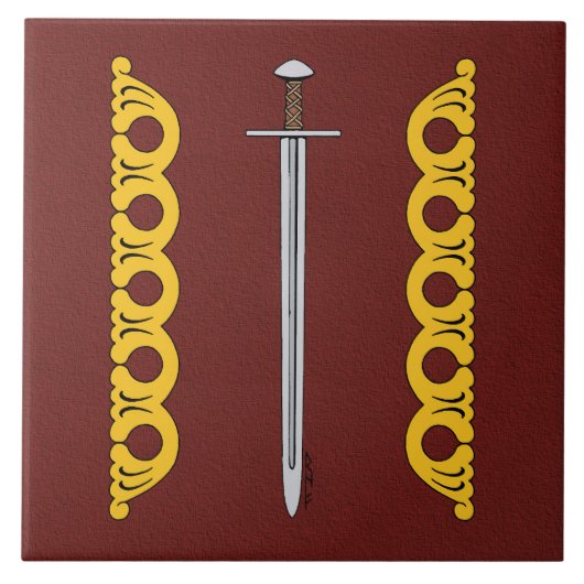 Normannisches Mittelalter - Schwert und dekorative Fliese (Vorderseite)