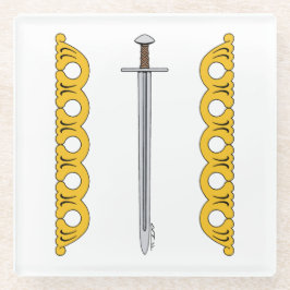 Normannisches Mittelalter - Schwert und dekorative Glasuntersetzer