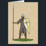 Normanscher Ritterzirk 1066<br><div class="desc">In einer knielangen Hauberk- und Nasenhalm mit einer stählernen Lanze und einem kite-förmigen Schild verkleidet,  scheint ein abgebauter Norman-Ritter von ca. 1066 bereit,  das mittelalterliche England in dieser originalen Illustration von Richard H. Fay zu erobern.</div>