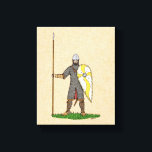 Normanscher Ritterzirk 1066 Leinwanddruck<br><div class="desc">In einer knielangen Hauberk- und Nasenhalm mit einer stählernen Lanze und einem kite-förmigen Schild verkleidet,  scheint ein abgebauter Norman-Ritter von ca. 1066 bereit,  das mittelalterliche England in dieser originalen Illustration von Richard H. Fay zu erobern.</div>