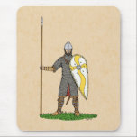 Normanscher Ritterzirk 1066 Mousepad<br><div class="desc">In einer knielangen Hauberk- und Nasenhalm mit einer stählernen Lanze und einem kite-förmigen Schild verkleidet,  scheint ein abgebauter Norman-Ritter von ca. 1066 bereit,  das mittelalterliche England in dieser originalen Illustration von Richard H. Fay zu erobern.</div>