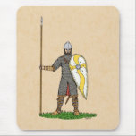Normanscher Ritterzirk 1066 Mousepad<br><div class="desc">In einer knielangen Hauberk- und Nasenhalm mit einer stählernen Lanze und einem kite-förmigen Schild verkleidet,  scheint ein abgebauter Norman-Ritter von ca. 1066 bereit,  das mittelalterliche England in dieser originalen Illustration von Richard H. Fay zu erobern.</div>