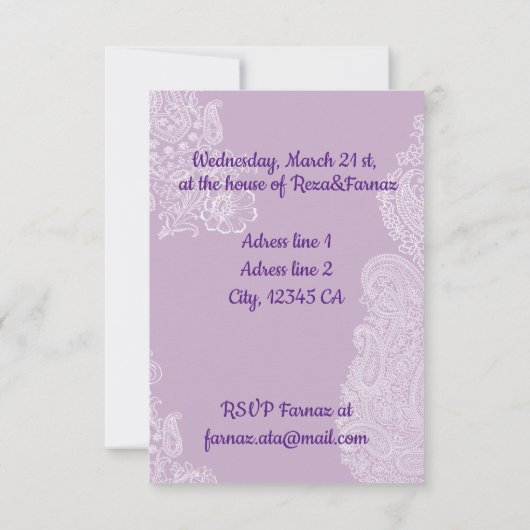 Norooz Party Hyacinth lila Einladung (Rückseite)