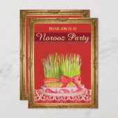 Norooz Party Red Sabzeh Weizengras Einladung (Vorne/Hinten)