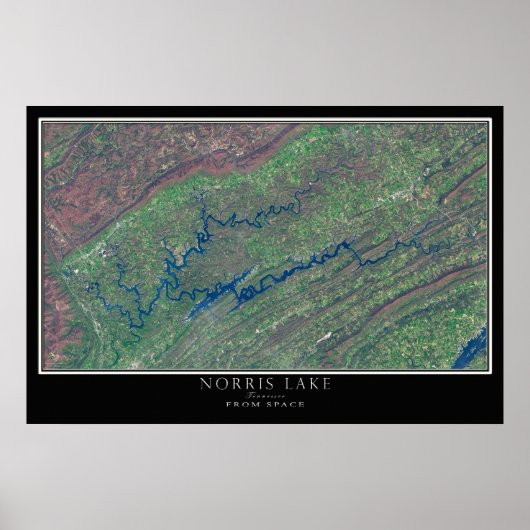 Norris Lake Tennessee Satelliten-Poster Karte Poster (Vorne)