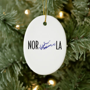 Norris Lake Tennessee Schwarz Blaue Oval Karten De Keramik Ornament