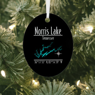 Norris Lake Tennessee Uferkarte Metall-Oval Ornament Aus Metall