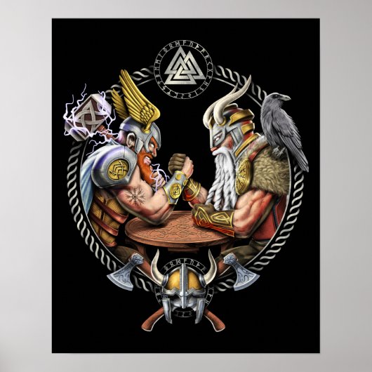 Norse Gods Odin Thor Arm Wrestling Poster (Vorne)