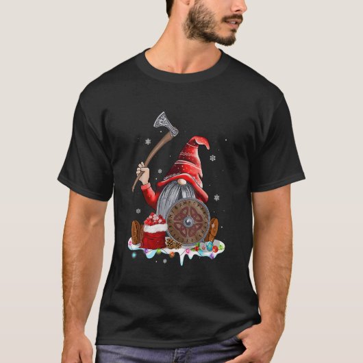 Norse Mythology Red Hat Gnome Beard Viking Christm T-Shirt (Vorderseite)