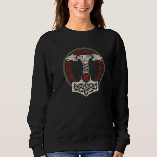 Norse Mythology Wolf Thor Valknut Celtic Symbol Vi Sweatshirt (Vorderseite)