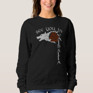 Norse Mythology Wolf Valknut See You in Valhalla V Sweatshirt