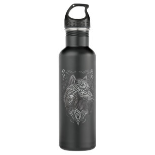 Norse Style Viking Wolf Tattoo Wildlife Animal V64 Edelstahlflasche