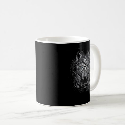 Norse Style Viking Wolf Tattoo Wildlife Animal (V. Kaffeetasse (VorderseiteRechts)