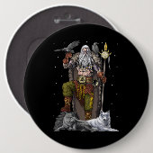 Norse Viking God Odin Button (Vorne & Hinten)