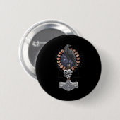 Norse Viking Raven Hammer Button (Vorne & Hinten)