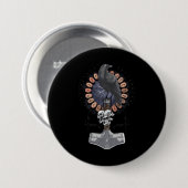 Norse Viking Raven Hammer Button (Vorne & Hinten)