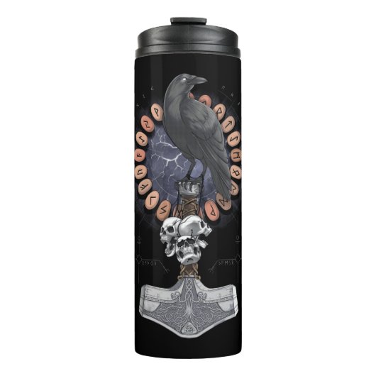 Norse Viking Raven Hammer Thermosbecher (Vorderseite)