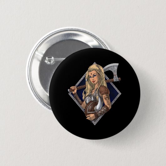 Norse Viking Warrior Button (Vorne & Hinten)