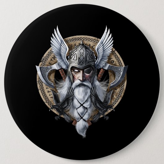 Norse Warrior God Odin Button (Vorderseite)