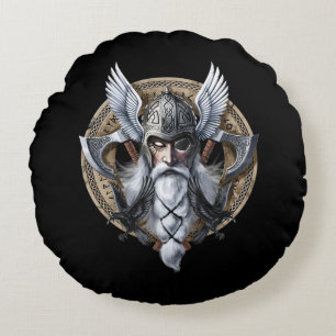 Norse Warrior God Odin Rundes Kissen