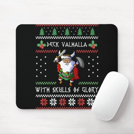 Norse Xmas Christmas Viking Deck Vhalla With Skull Mousepad (Mit Mouse)