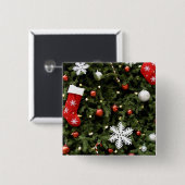 North America. Weihnachtsdekorationen auf Baum. 2 Button (Vorne & Hinten)
