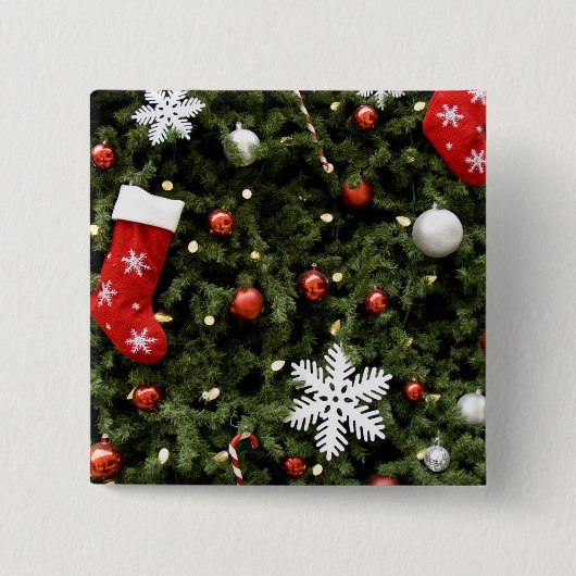 North America. Weihnachtsdekorationen auf Baum. 2 Button (Vorderseite)