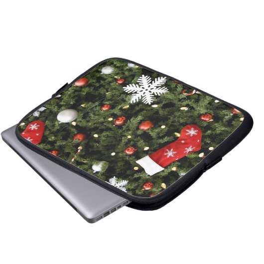 North America. Weihnachtsdekorationen auf Baum. 2 Laptopschutzhülle (Vorne Knopf)