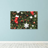 North America. Weihnachtsdekorationen auf Baum. 2 Leinwanddruck (Insitu (Holzboden))