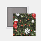 North America. Weihnachtsdekorationen auf Baum. 2 Magnet (Vorderseite/Rückseite)