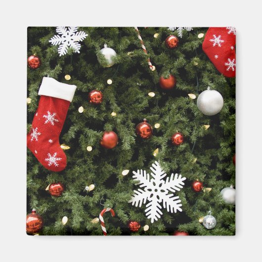 North America. Weihnachtsdekorationen auf Baum. 2 Magnet (Vorne)