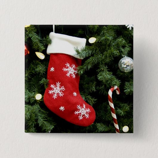 North America. Weihnachtsdekorationen auf Baum. 3 Button (Vorderseite)