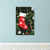 North America. Weihnachtsdekorationen auf Baum. 3 Leinwanddruck (Insitu (Holzboden))