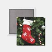 North America. Weihnachtsdekorationen auf Baum. 3 Magnet (Vorderseite/Rückseite)