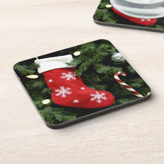 North America. Weihnachtsdekorationen auf Baum. 3 Untersetzer (Linke Seite)