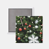 North America. Weihnachtsdekorationen auf Baum. 4 Magnet (Vorderseite/Rückseite)