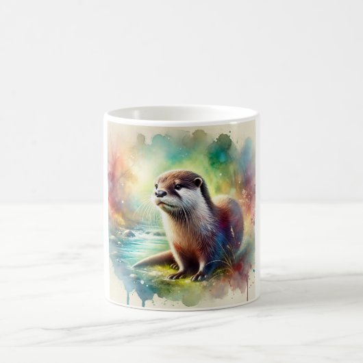 North American River Otter 280824AREF118 - Waterco Kaffeetasse (Mittel)