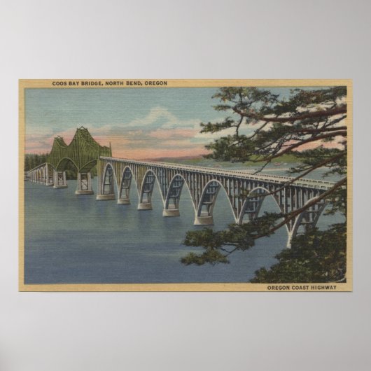 North Bend, Oregon - Coos Bay Bridge View Poster (Vorne)