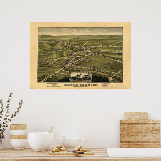 North Berwick ME Panorama Birdseye View 1877 Poster (Küche)