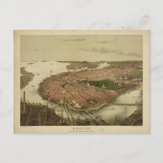 North Boston Massachusetts 1877 von John Bachmann Postkarte (Vorderseite)