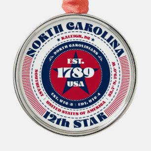 North Carolina 12. Weihnachtsstaatsschmuck Ornament Aus Metall