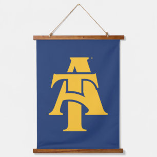 North Carolina A&T Staat University Ein Logo Wandteppich Mit Holzrahmen
